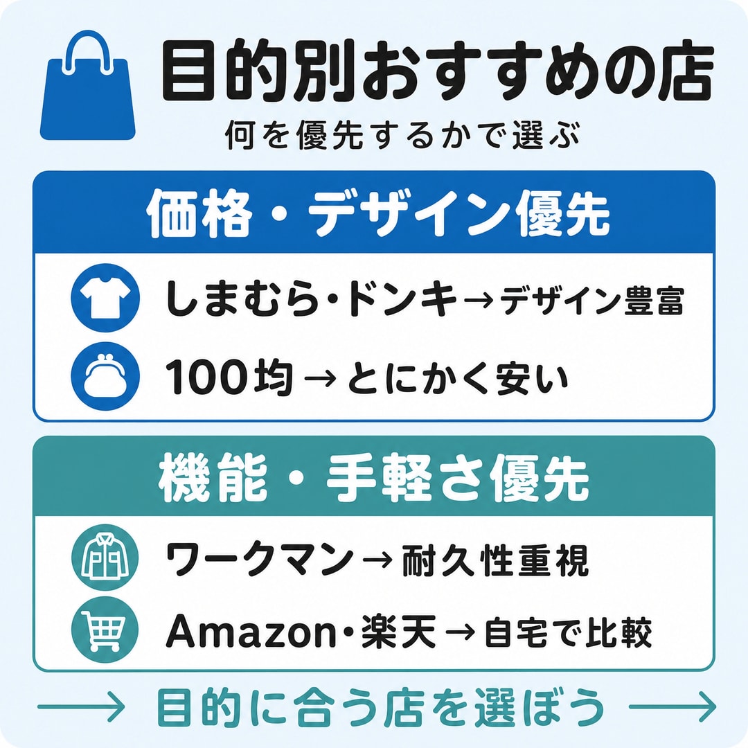 結論 あなたの目的に合うお店を選ぼうの図解