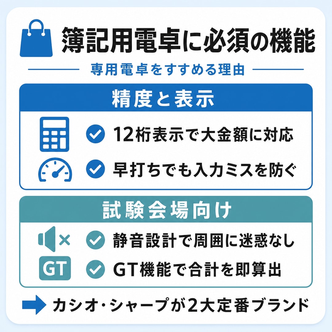 簿記や資格試験に！専門的な電卓の選び方の図解