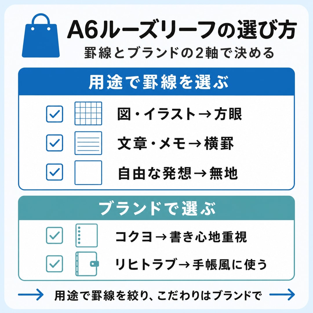 迷ったらコレ！A6ルーズリーフの種類と選び方の図解