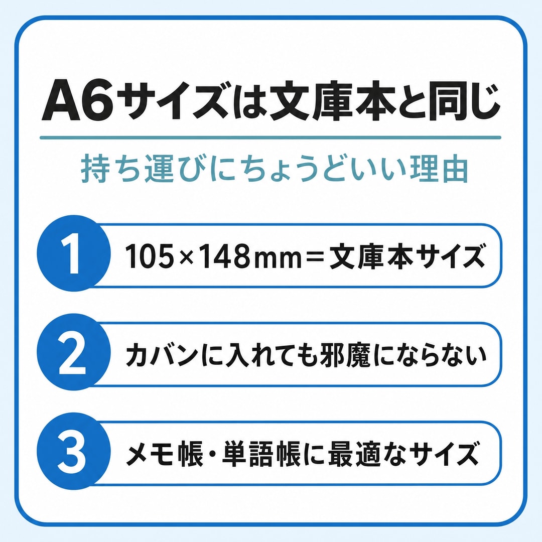 ちなみに…A6サイズってどれくらいの大きさ？の図解