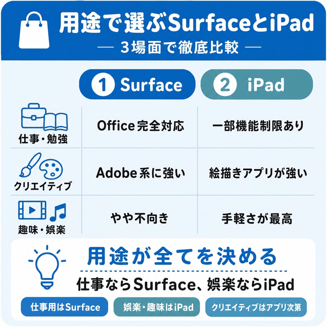 用途別！あなたに最適なのはどっち？の図解