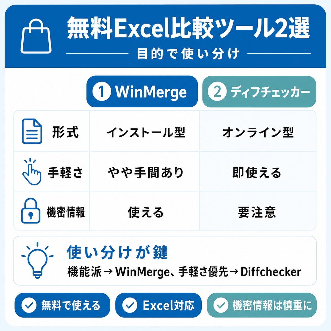 無料でここまで！？おすすめのExcel比較ツールの図解