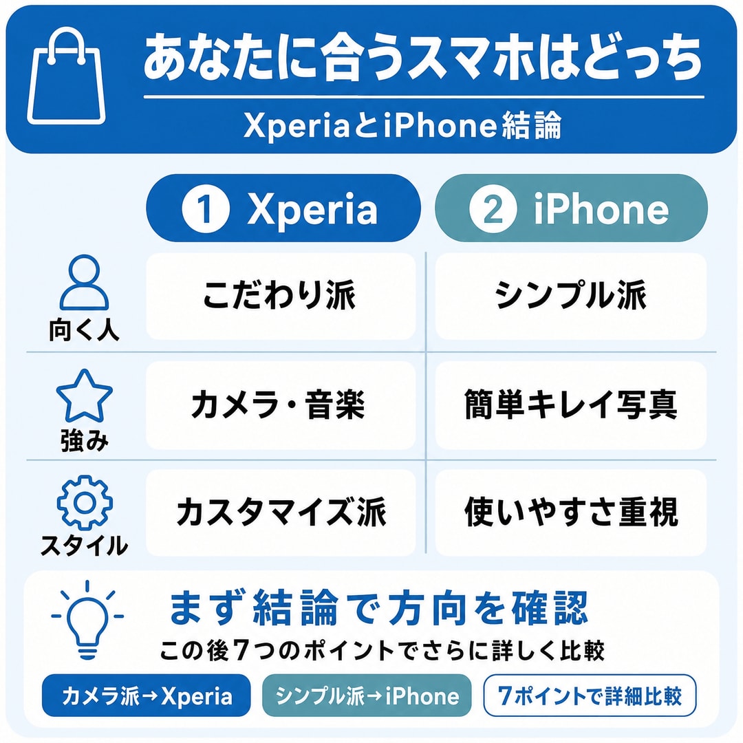 最初に結論 あなたはどっち向き？の図解