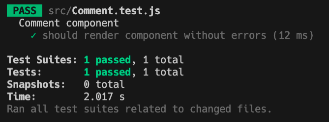 first passing test