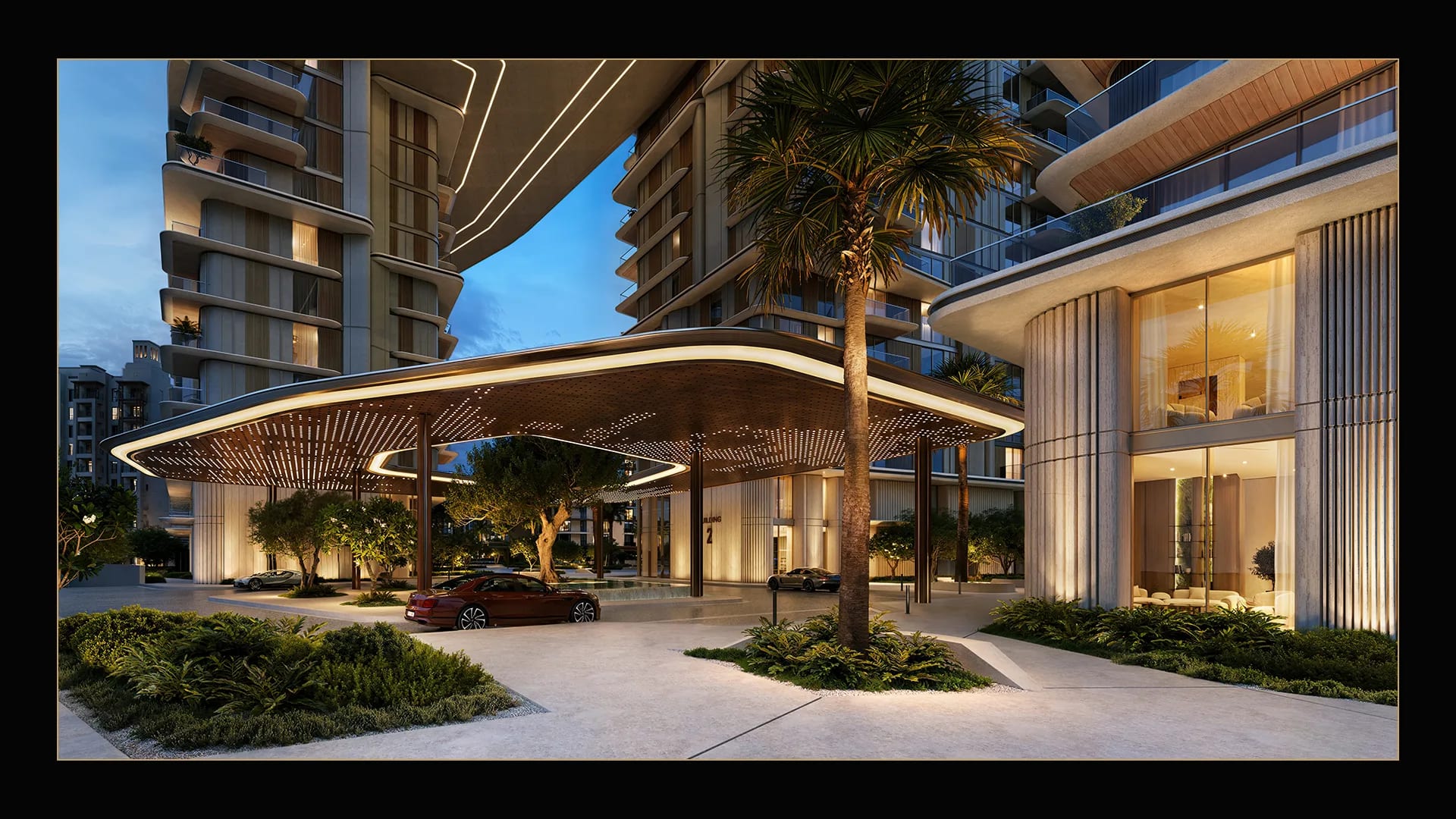 Nourelle grand entrance and drop-off area