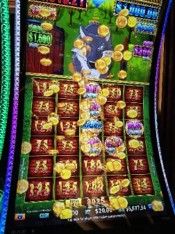 A jackpot win photo on a slot machine screen