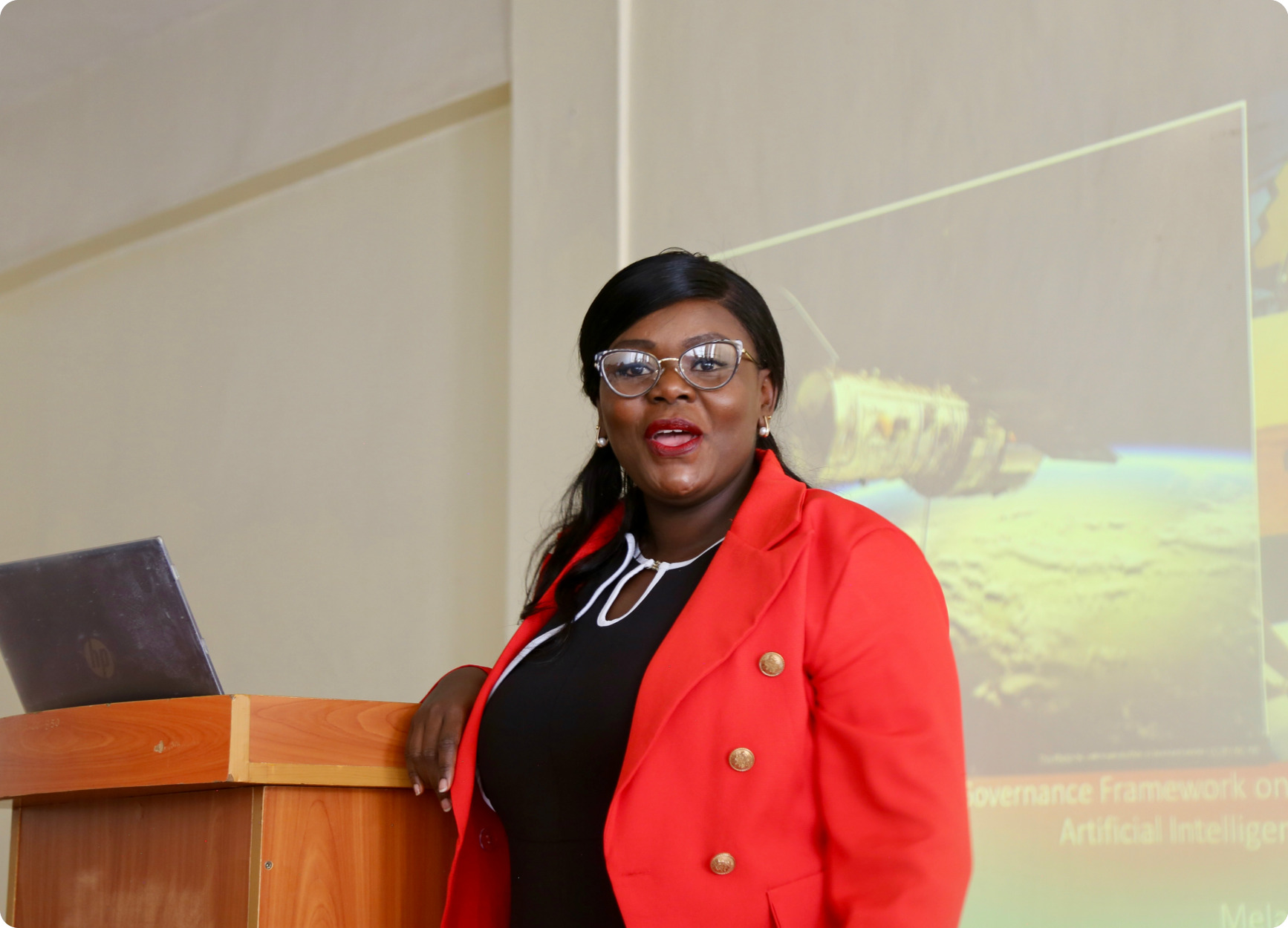 University lecturer presenting space science