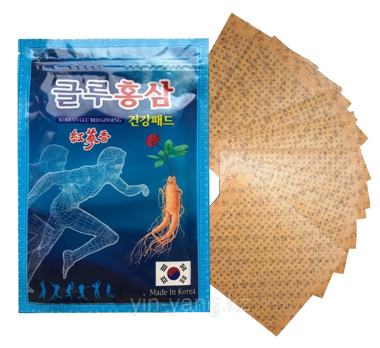 Обезболивающий пластырь с Глюкозамином и Красным женьшенем (Glu Red Ginseng Plast), 20 шт
