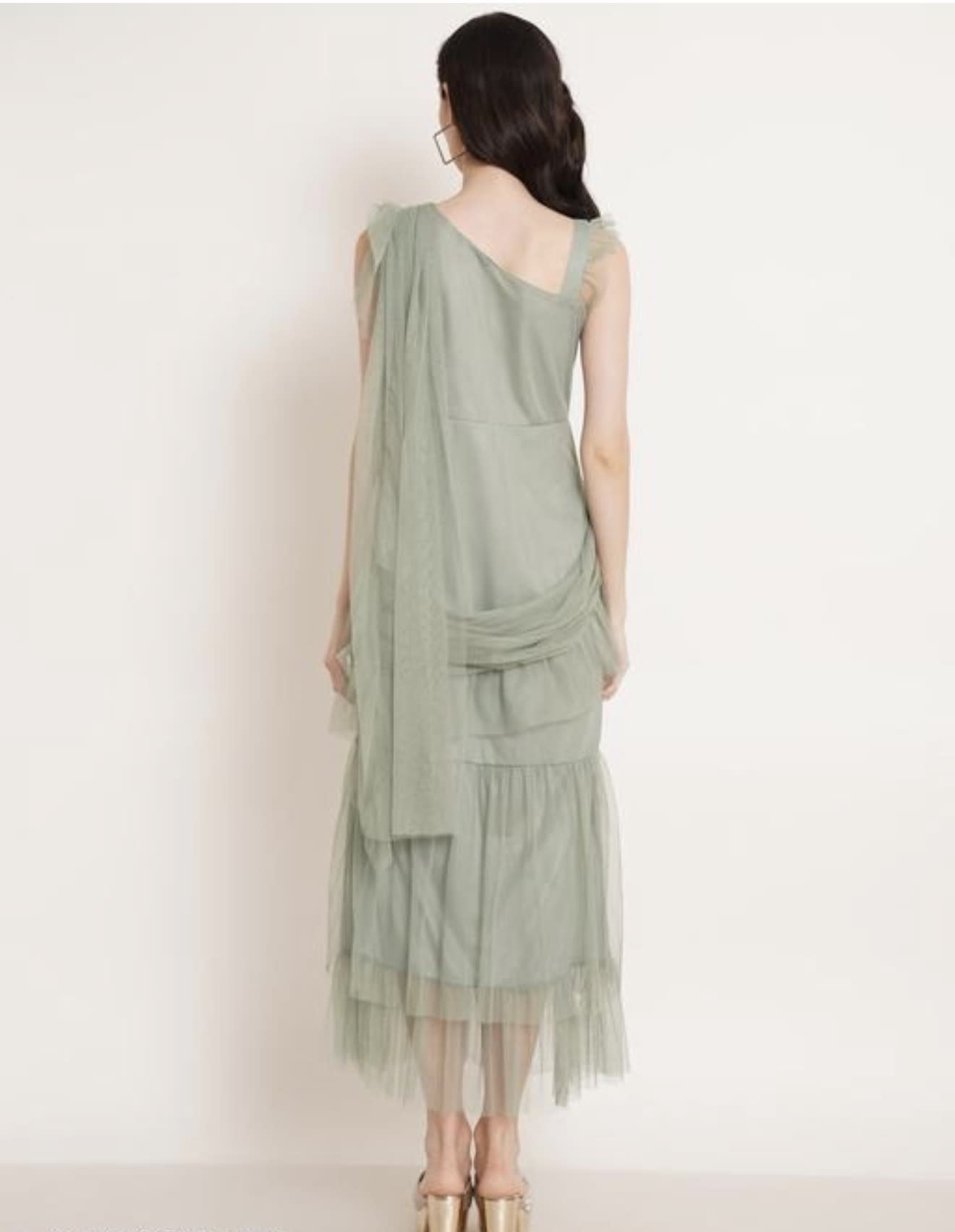 Green Ruffle Stylish Gown Dress — 2