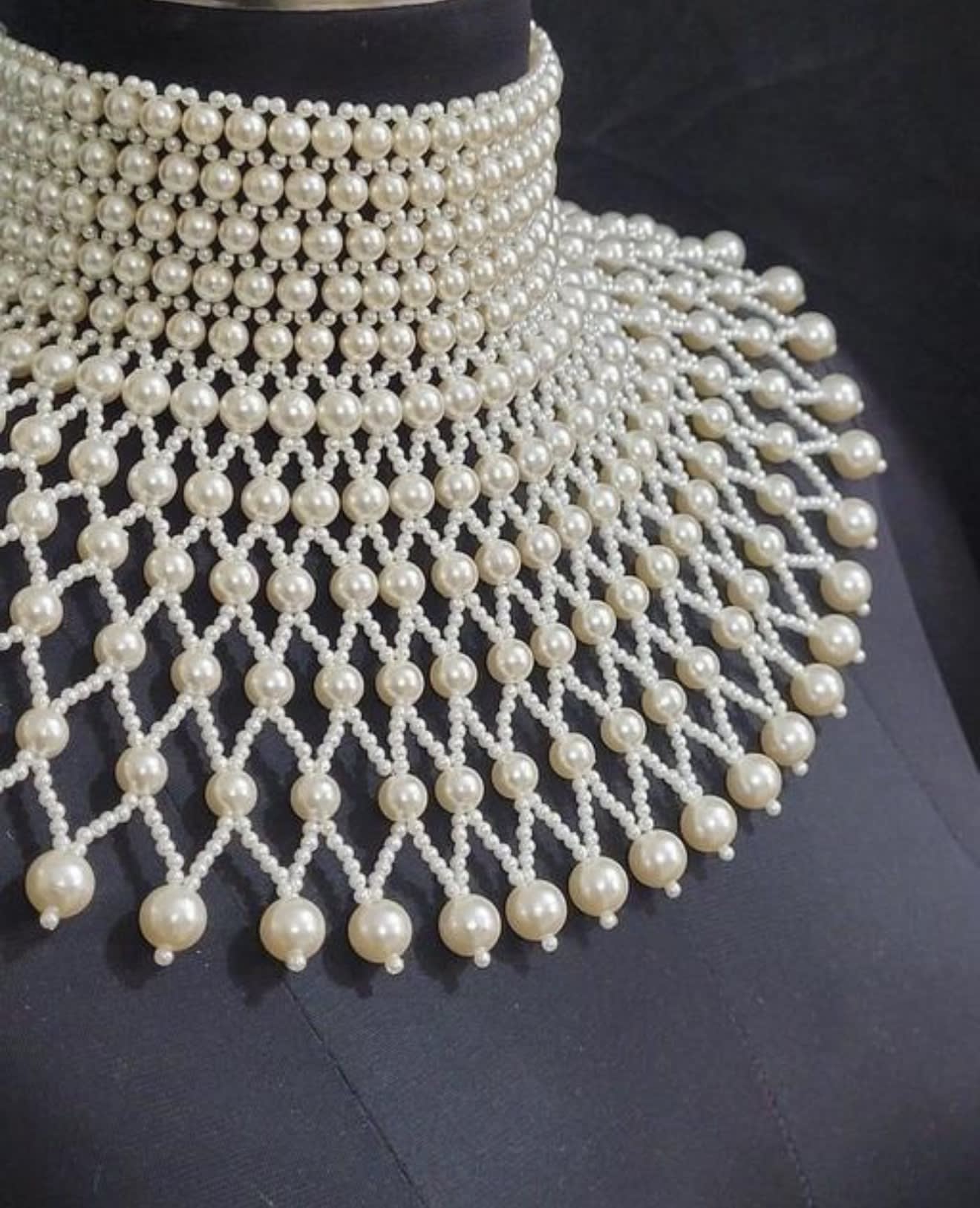 Designer Pearl Statement Necklace hover