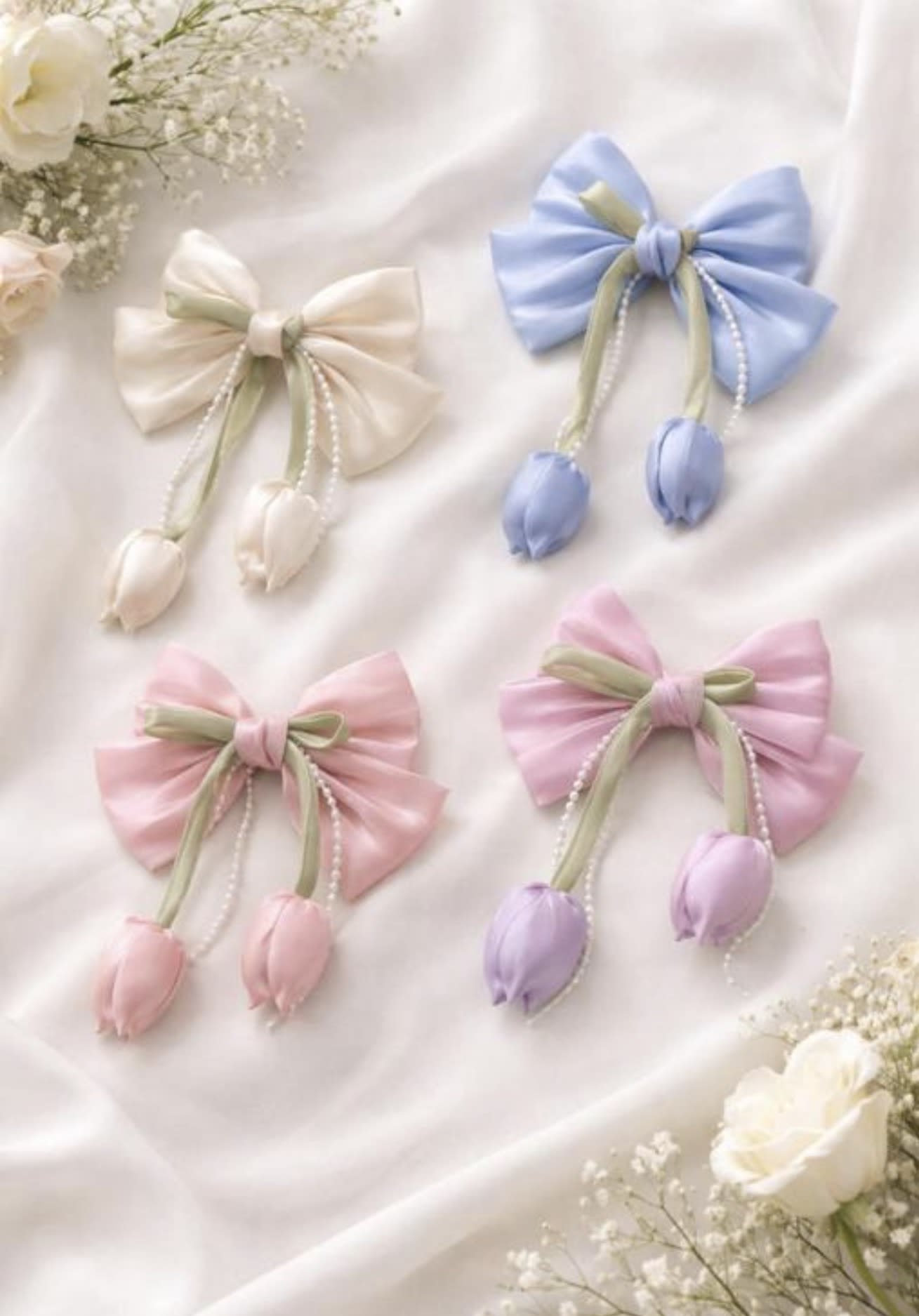 Trendy floral Hair Bow Cliips