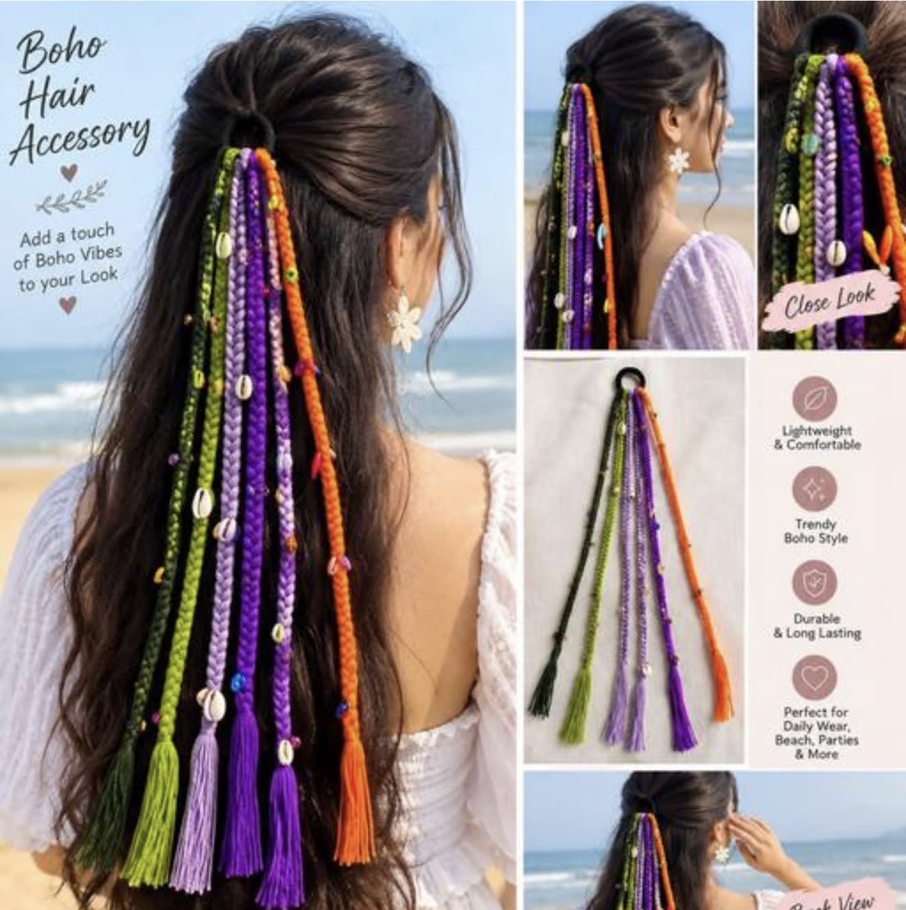 Multicolour Boho Hair Accessories Tessels — 2