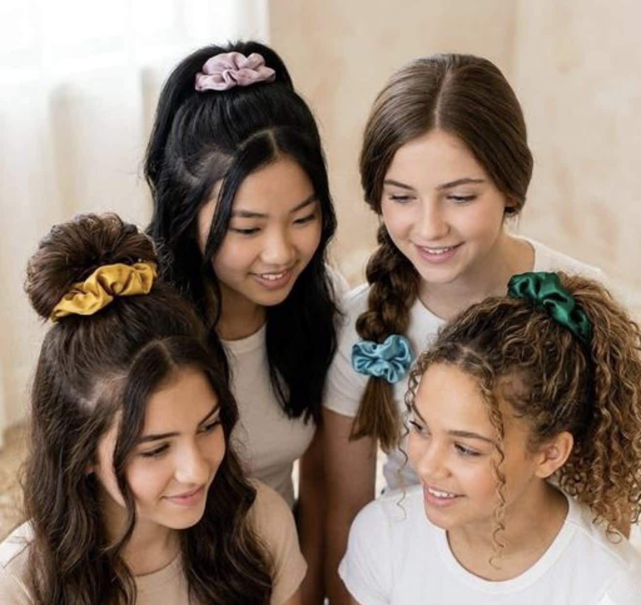 Stylish Premium Silk  Scrunchies Pack of 4