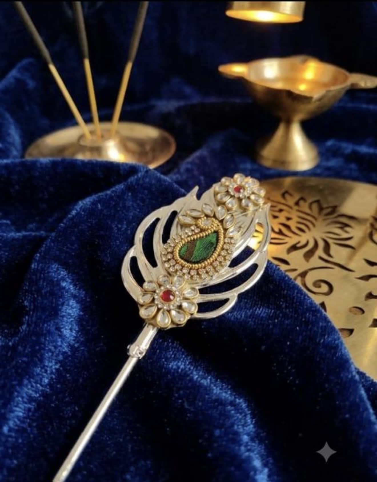 Silver Kundan Tilak Tika Stick — 2