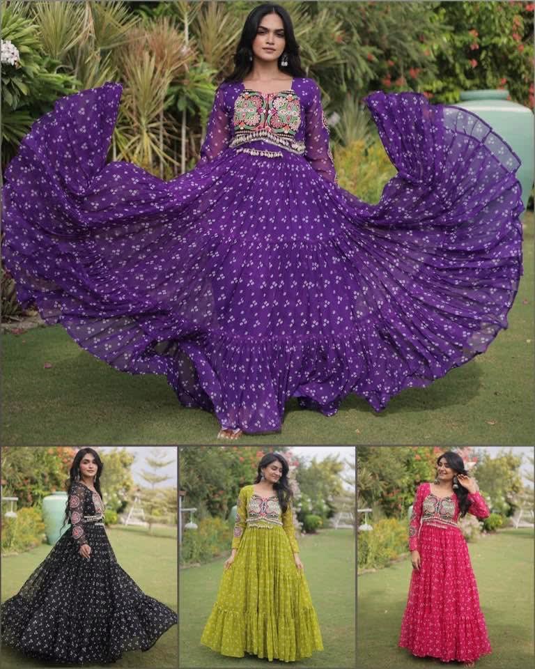 Stylish Navratri Festive Embroidered Gown — 7