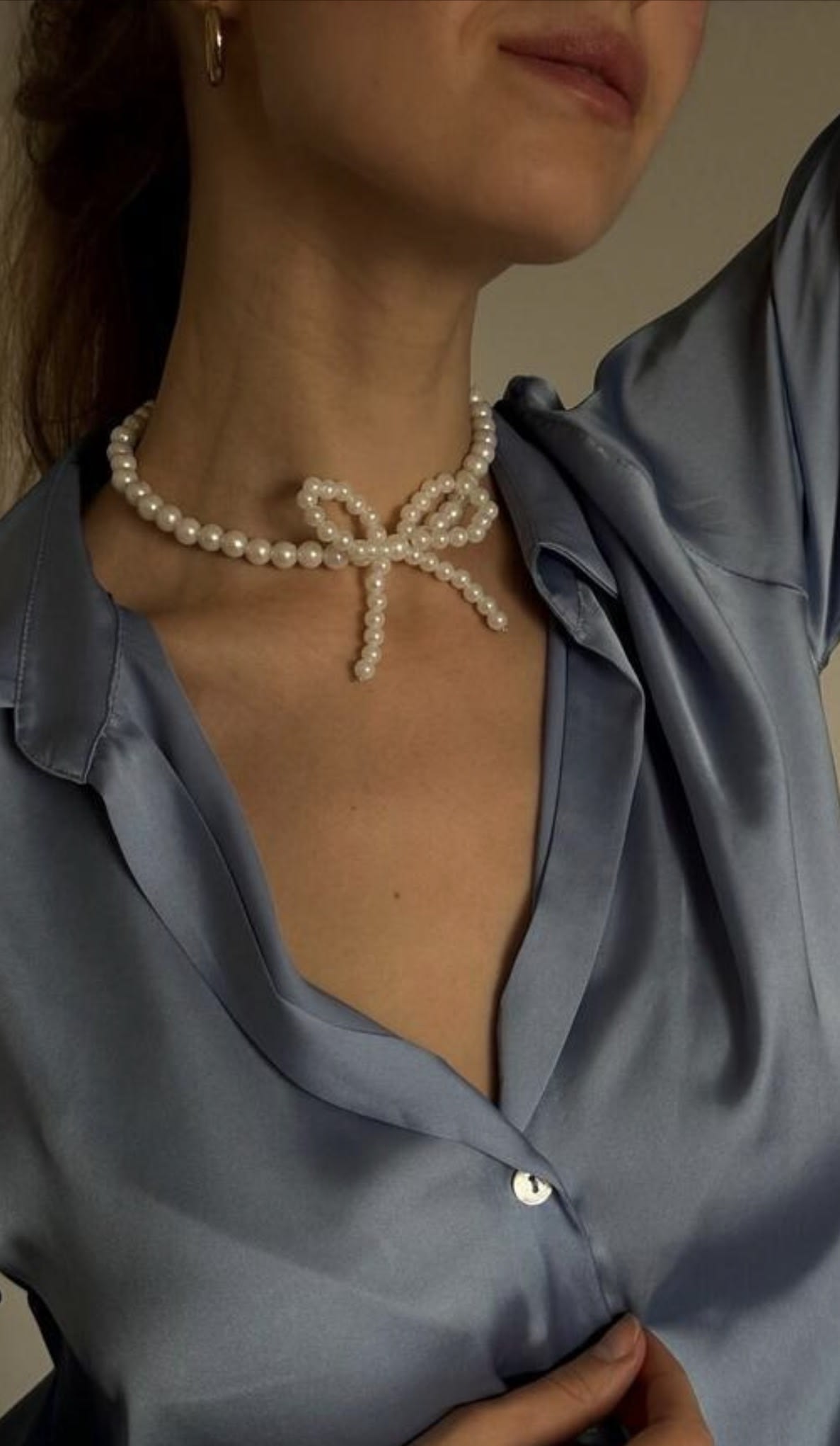 Trendy Pearl Bow Necklace — 2