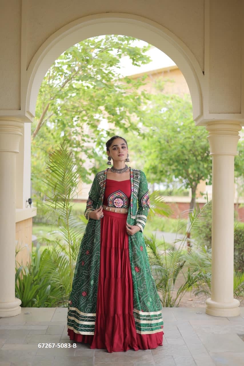 Stylish Navratri Outfit With Embroidered Koti