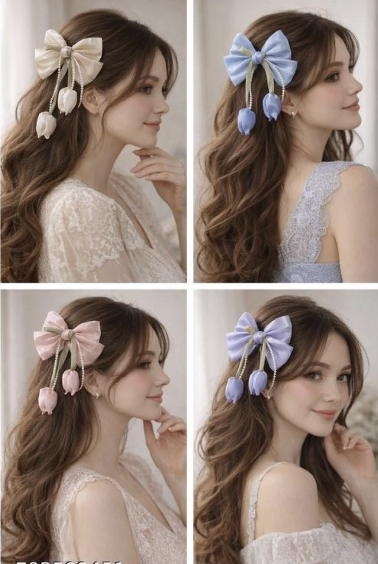 Trendy floral Hair Bow Cliips hover