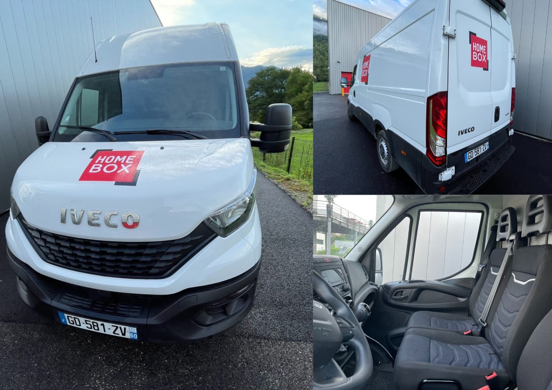 Vues extérieure et intérieure d’une camionnette HOMEBOX Albertville.