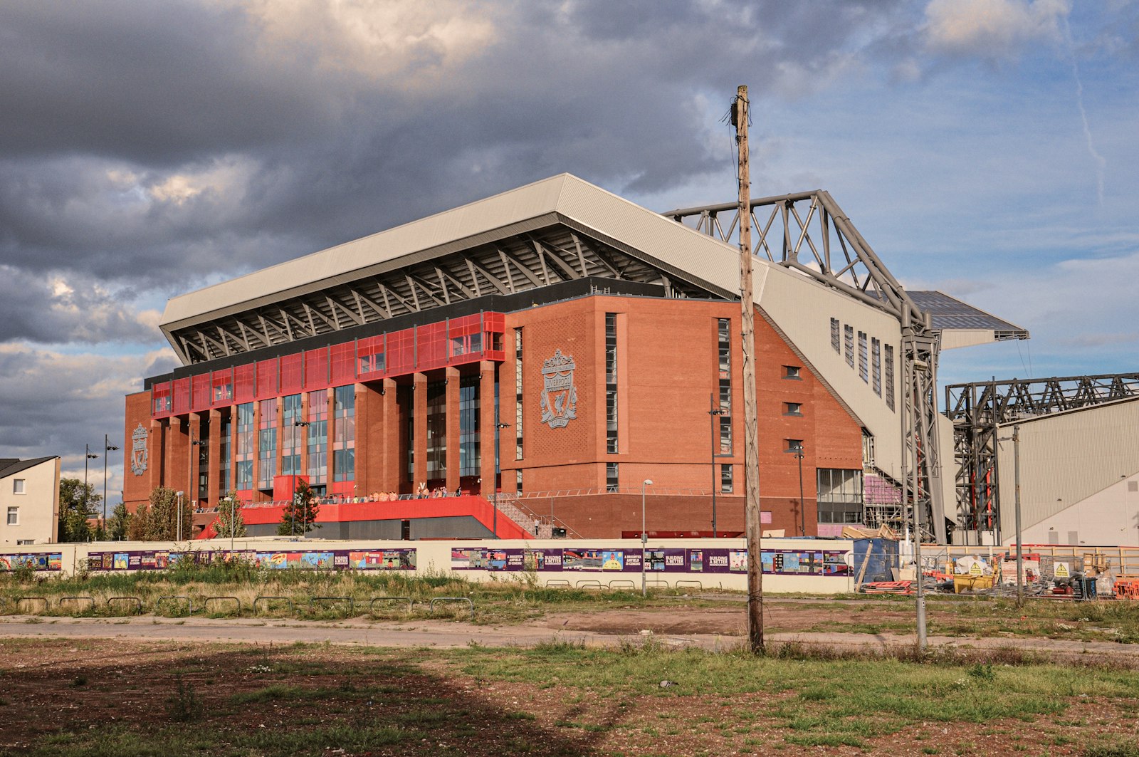 Anfield Stadium with cloudy sky in the background