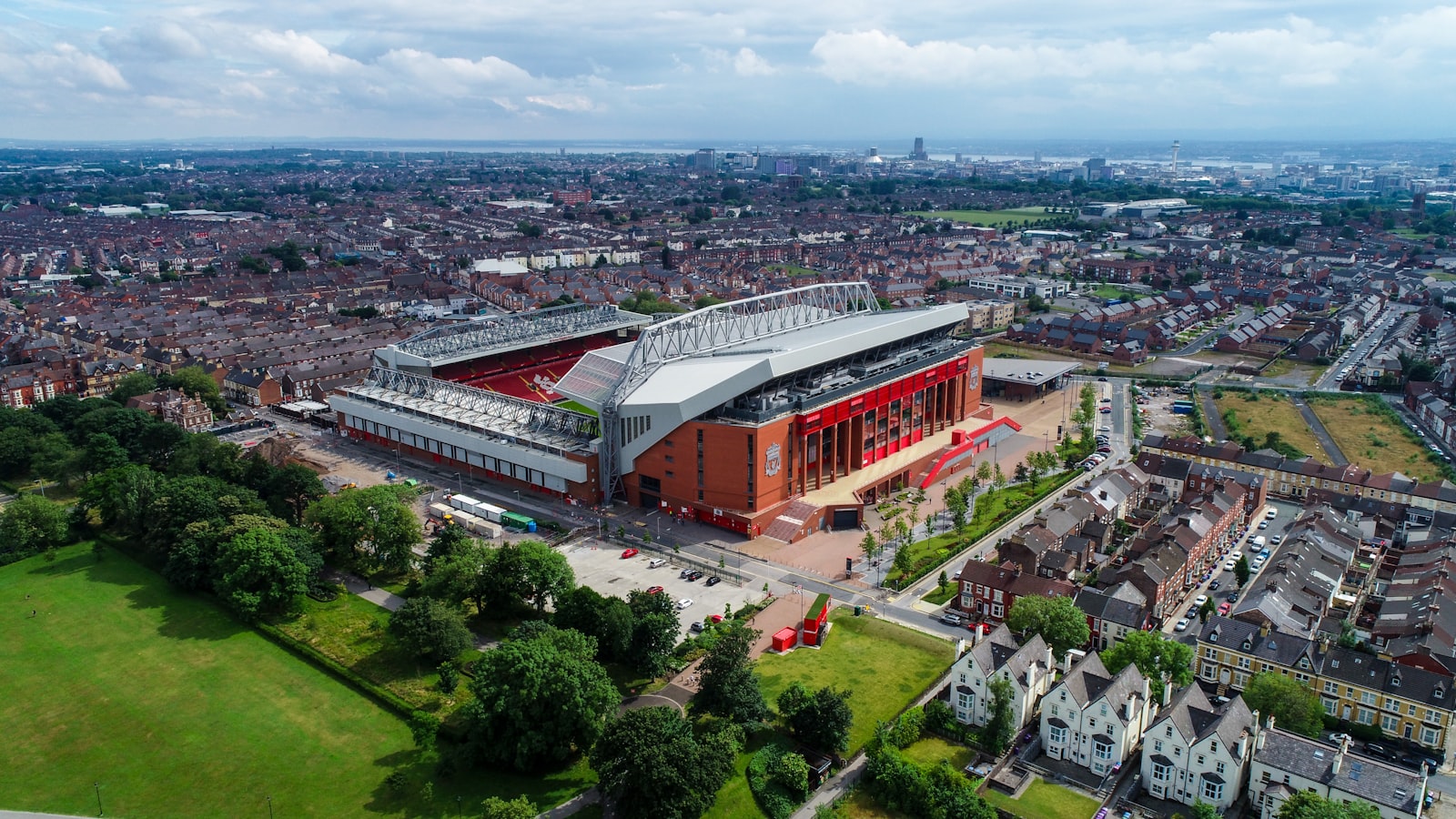 Aerial view of Anfield and surrounding area