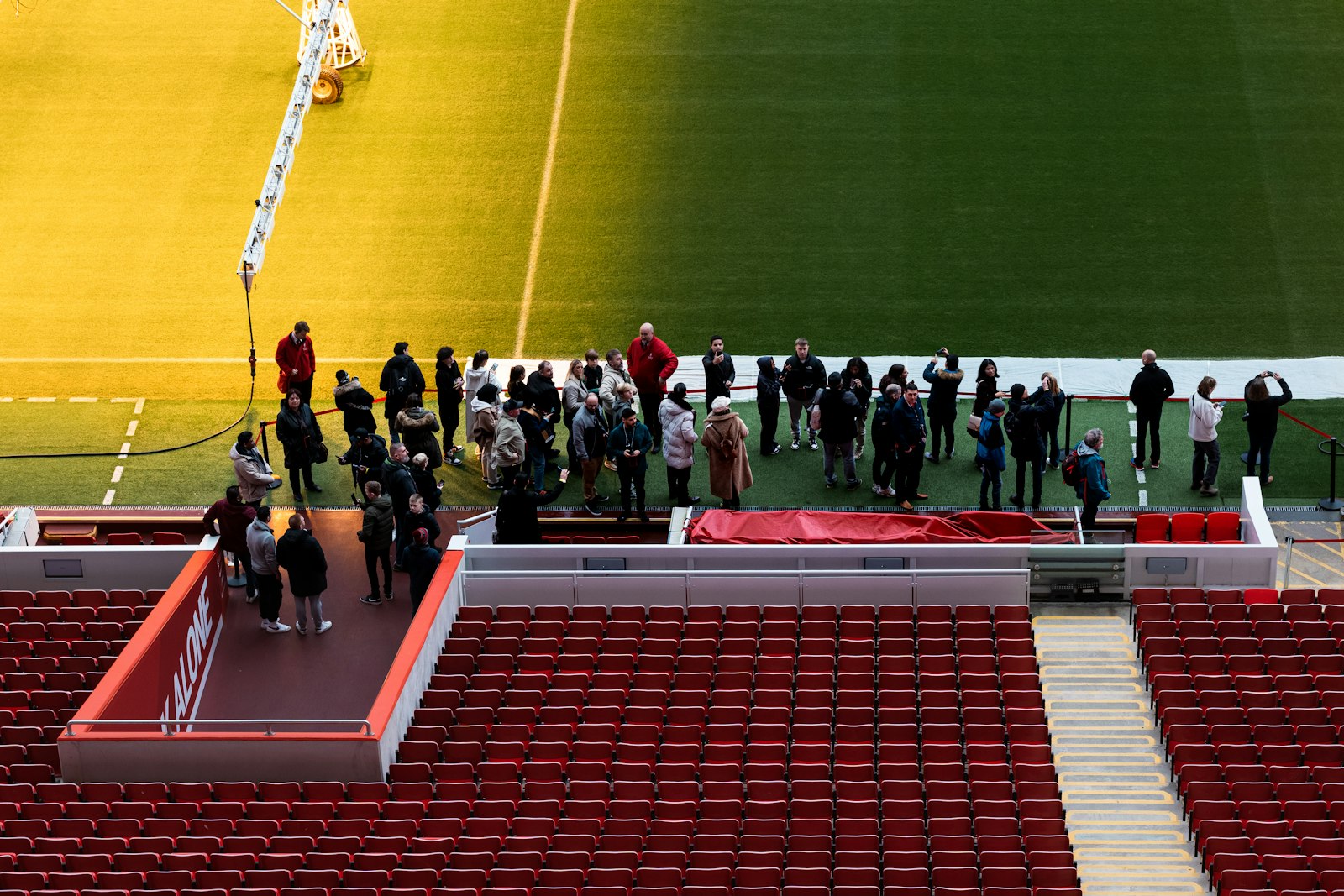 Players warming up on the Anfield pitch