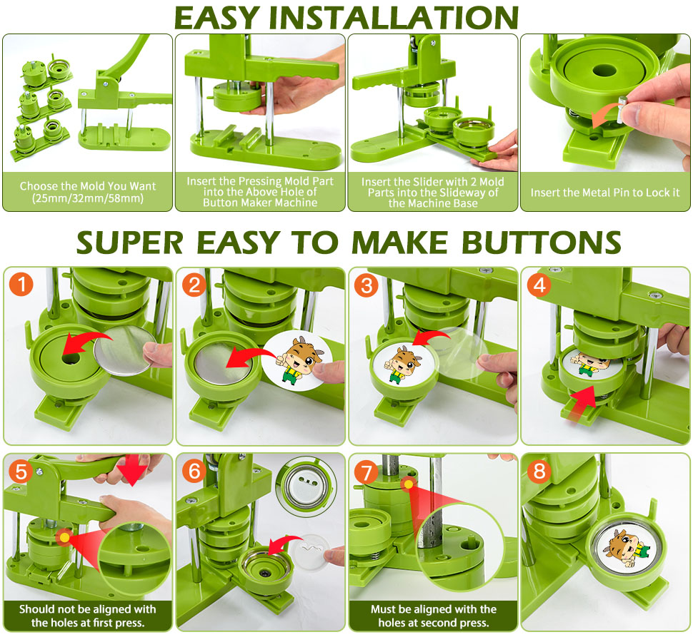 VIFERR Button Maker Machine, 300pcs Button Making Supplies