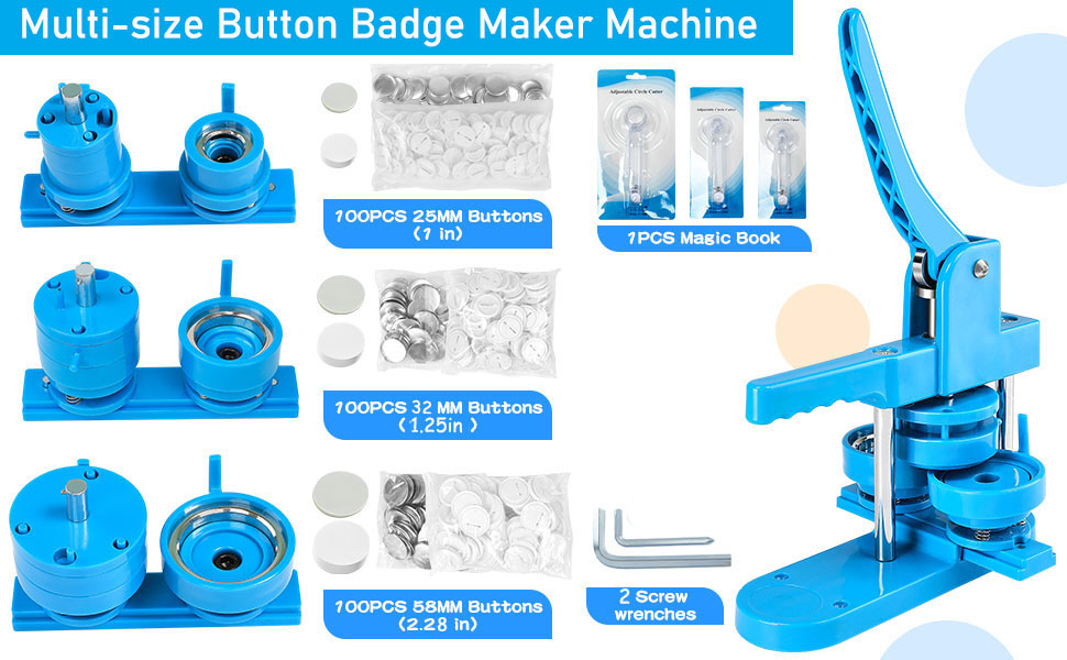 VIFERR Button Maker Machine, 300pcs Button Making Supplies