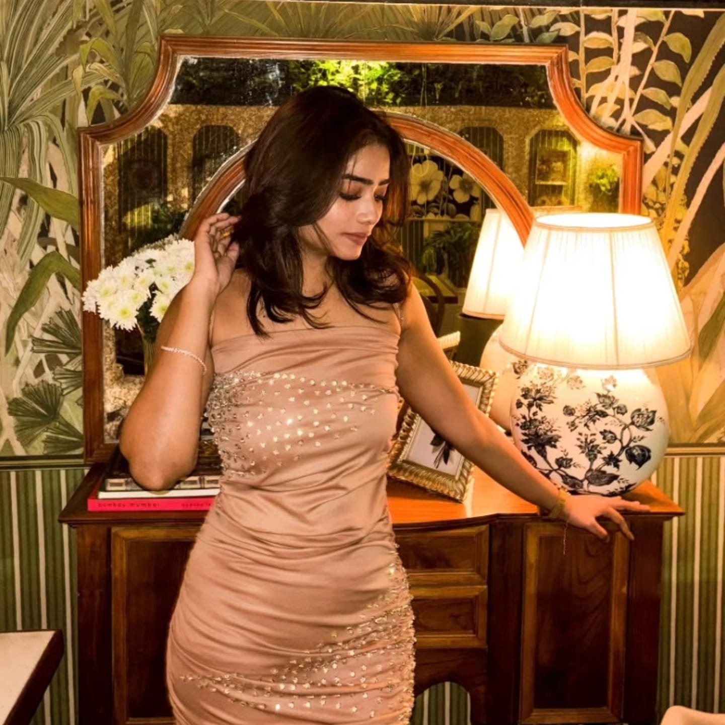 Crystal Hour Nude Ruched Bodycon Dress thumbnail 4