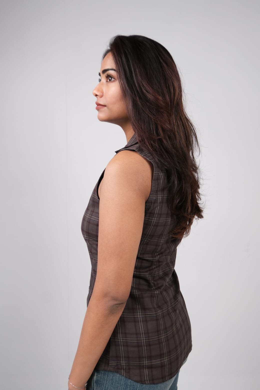 Coal Grid Sleeveless Tailored Shirt thumbnail 3