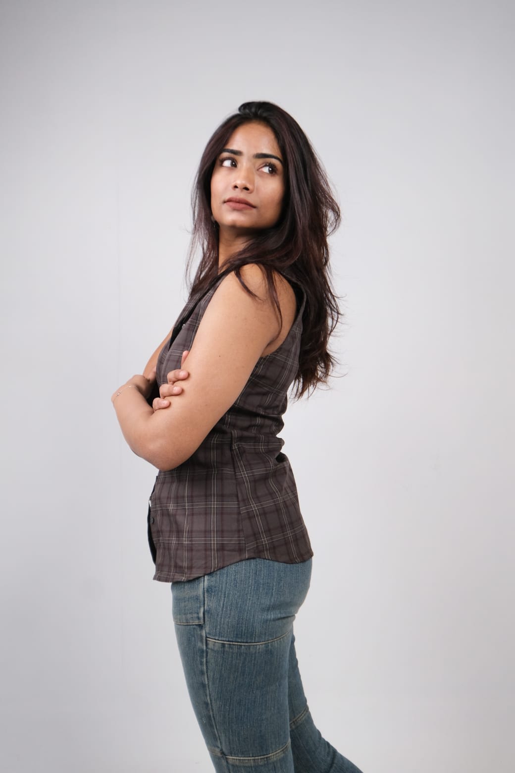 Coal Grid Sleeveless Tailored Shirt thumbnail 1