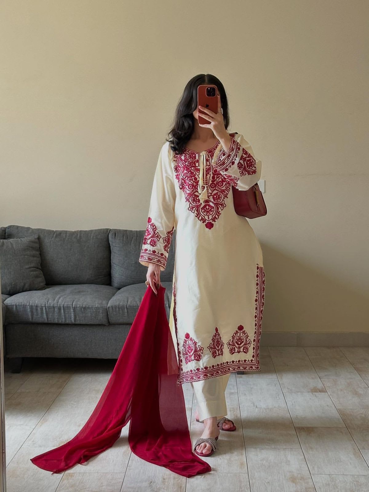 Aurelia Roman Silk Embroidered Suit Set thumbnail 1