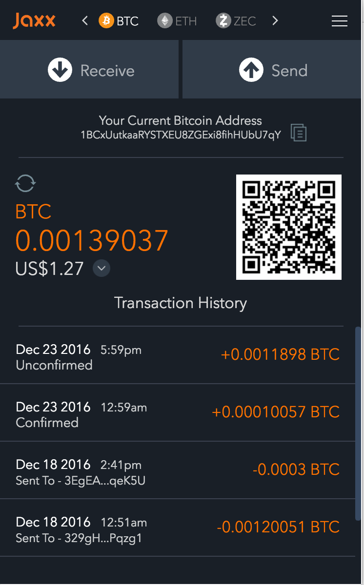 Jaxx Bitcoin
