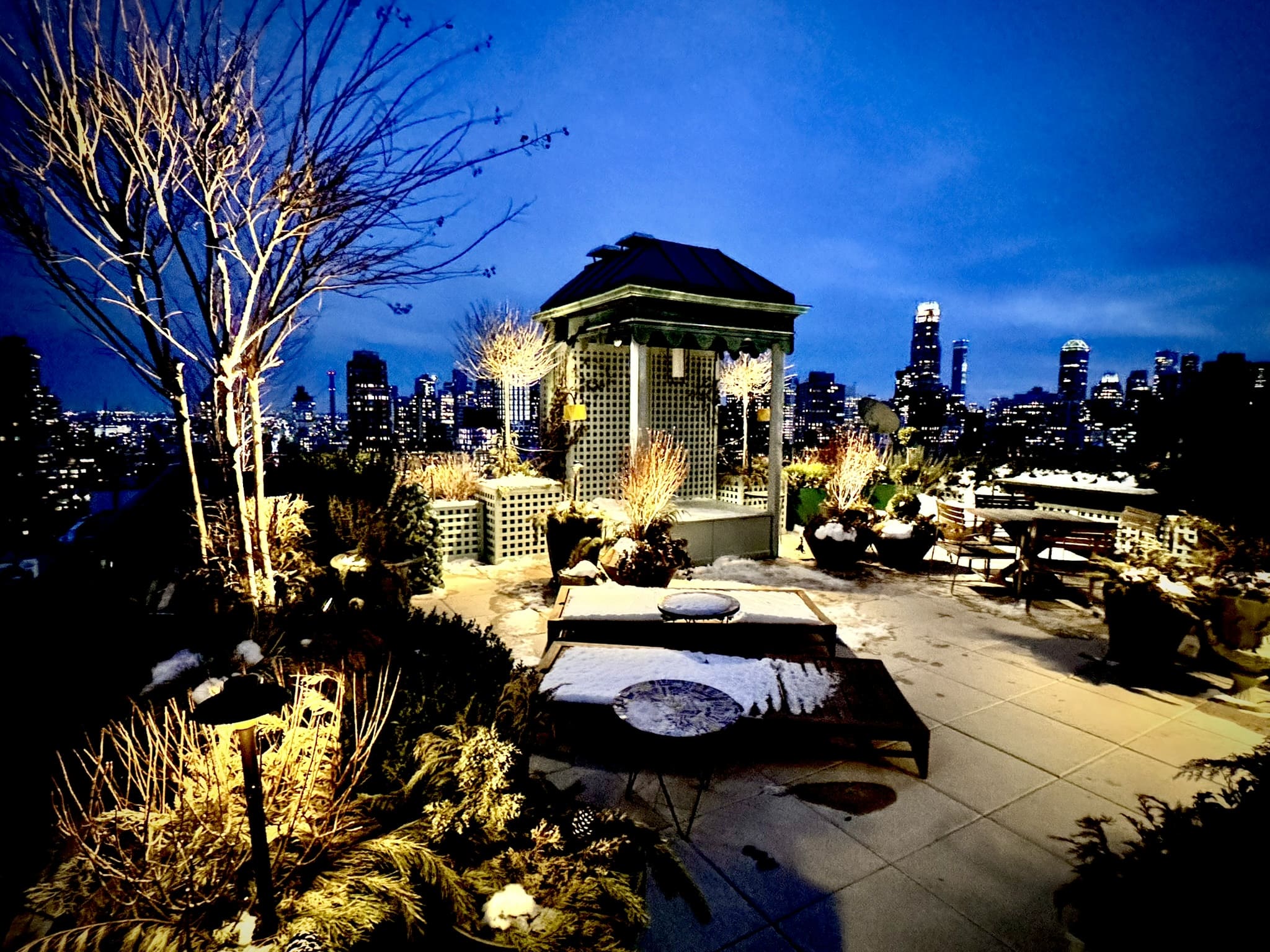 Snow-Kissed Rooftop Pavilion