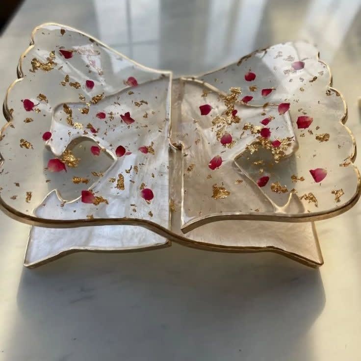 Handcrafted Resin Quran Rehal with Rose Petals — religious by Giftistan