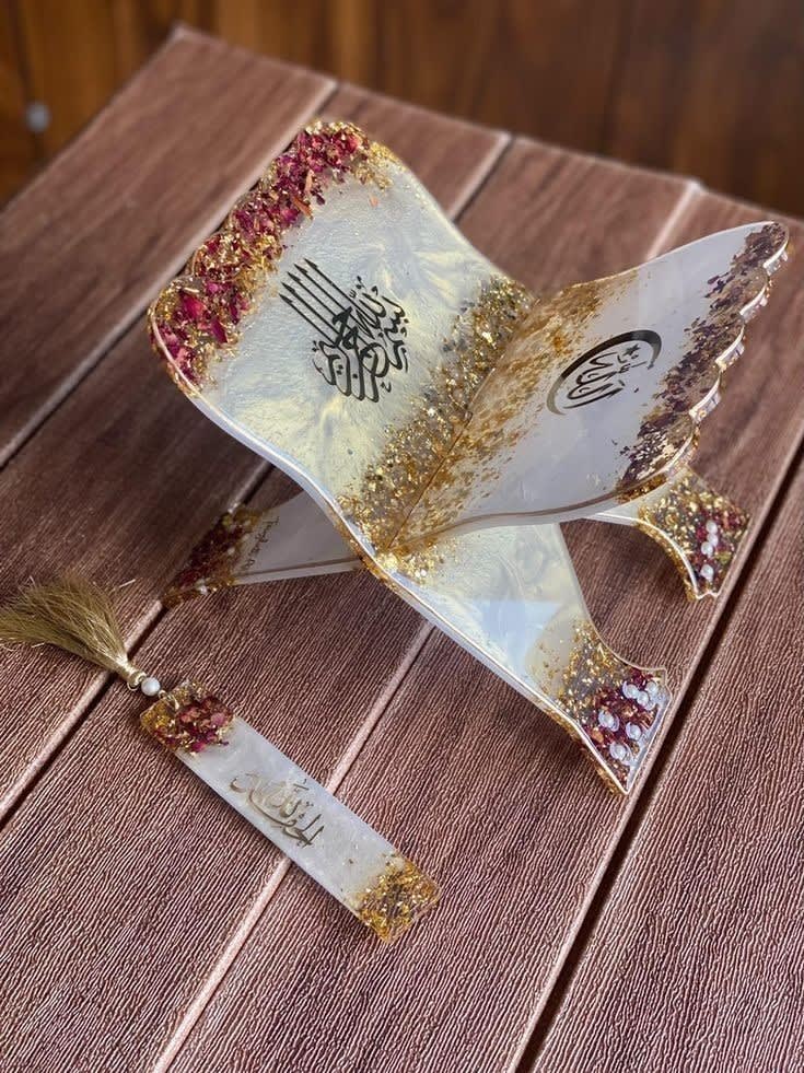Handcrafted Resin Rehal in White and Gold — religious by Giftistan