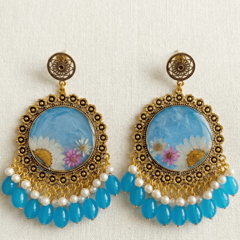 Handcrafted Sky Blue Resin Drop Earrings — jewellery by Giftistan