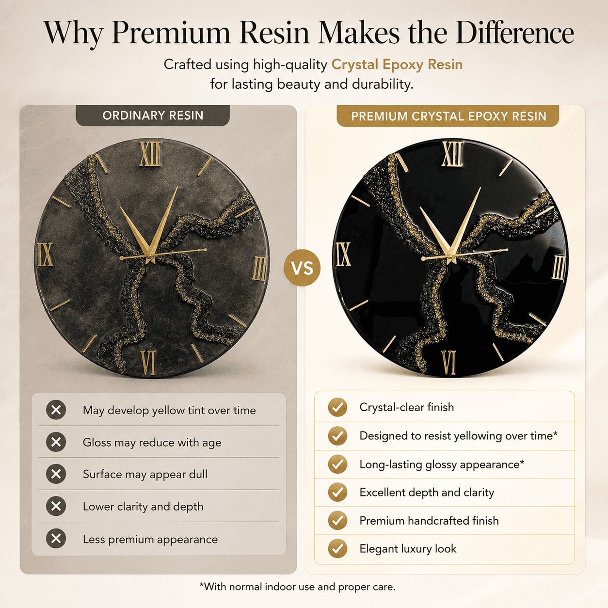Black & Gold Resin Wall Clock — Cracked Marble, 12 Inch — view 5