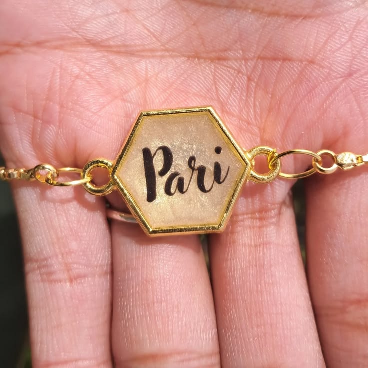 Handcrafted Square Gold Resin Bracelet