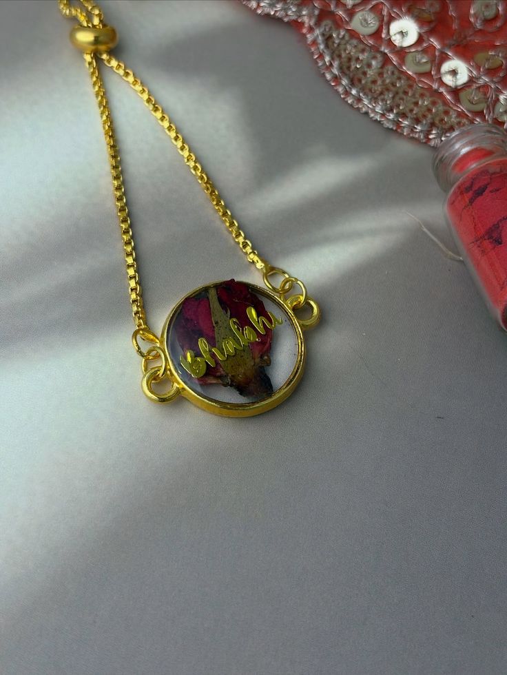 Handcrafted Round Clear Resin Bracelet with Preserved Red Rose