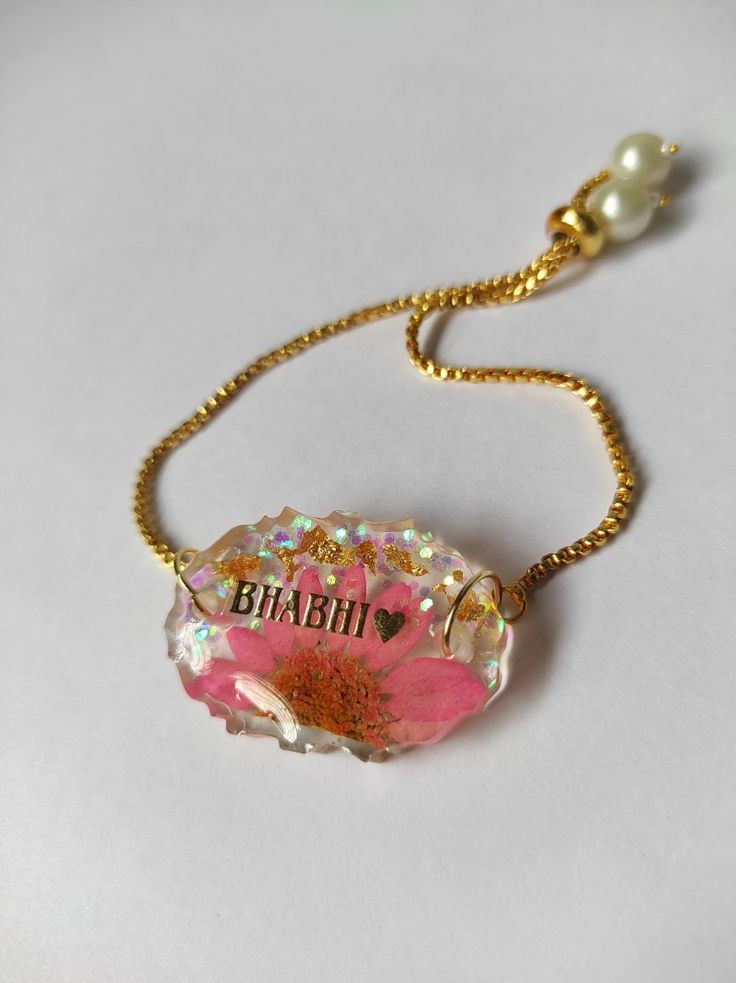 Customized Name Pink Resin Bracelet