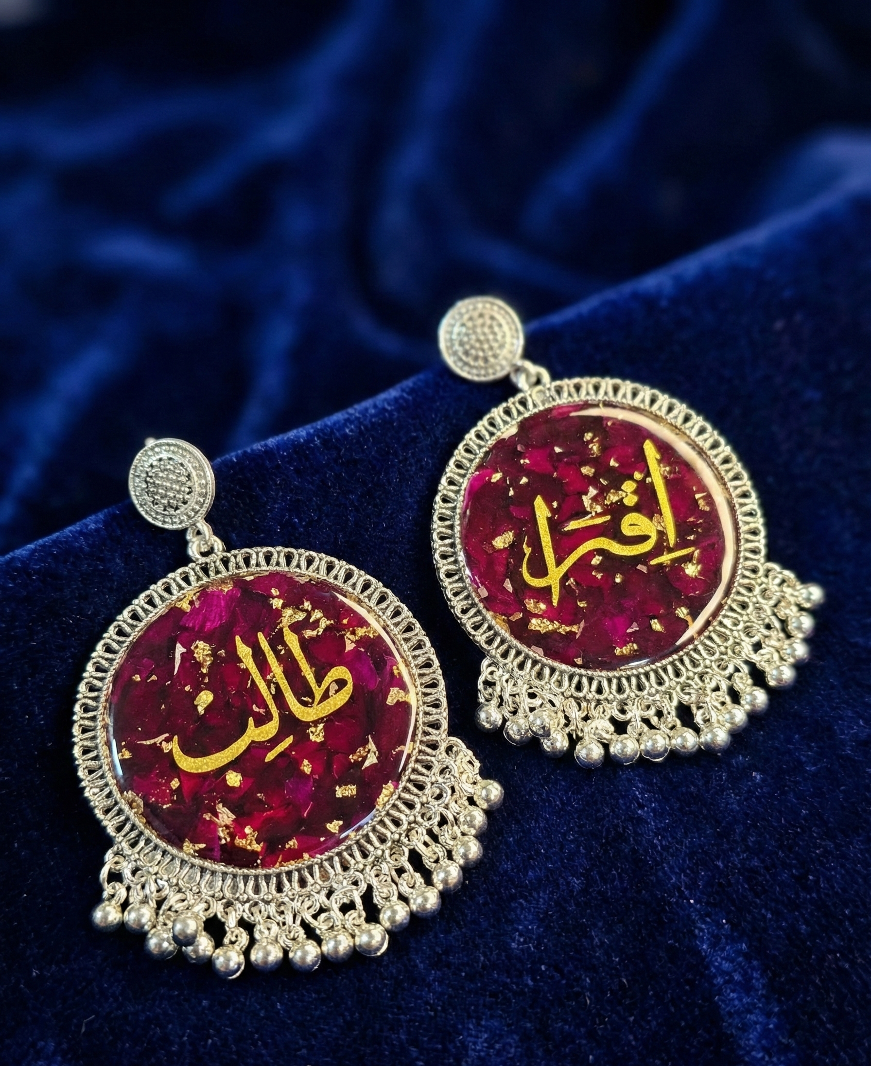 Customized Resin Earrings with Name & Rose | Rose Preservation