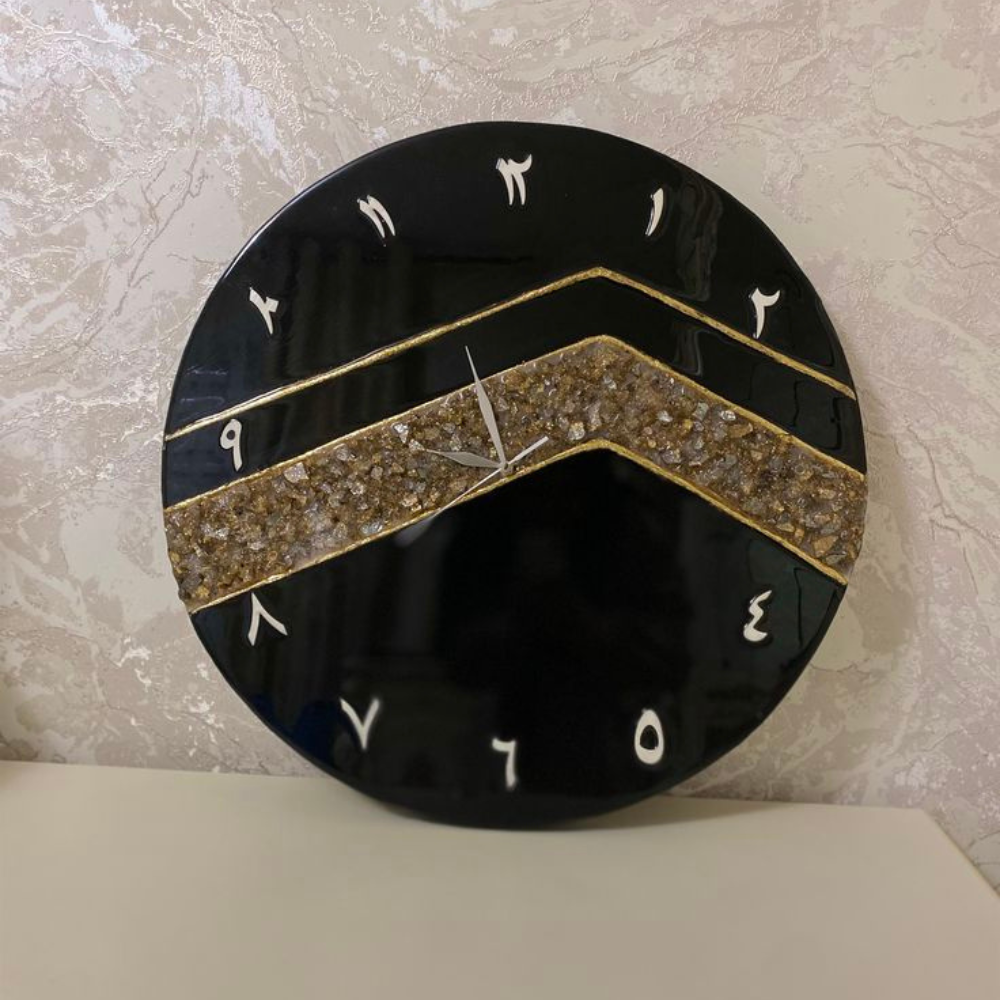 Islamic Kaaba Wall Clock | Premium Black & Gold Kaaba Design Clock