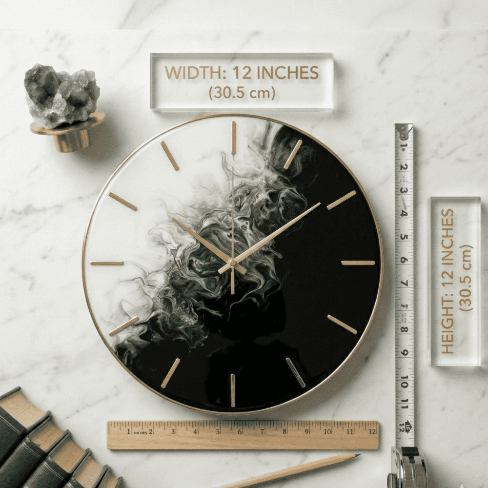 Giftistan Smoke Art Wall Clock | 12x12 Inch | Black & White Yin Yang Design | Modern Home Decor 2