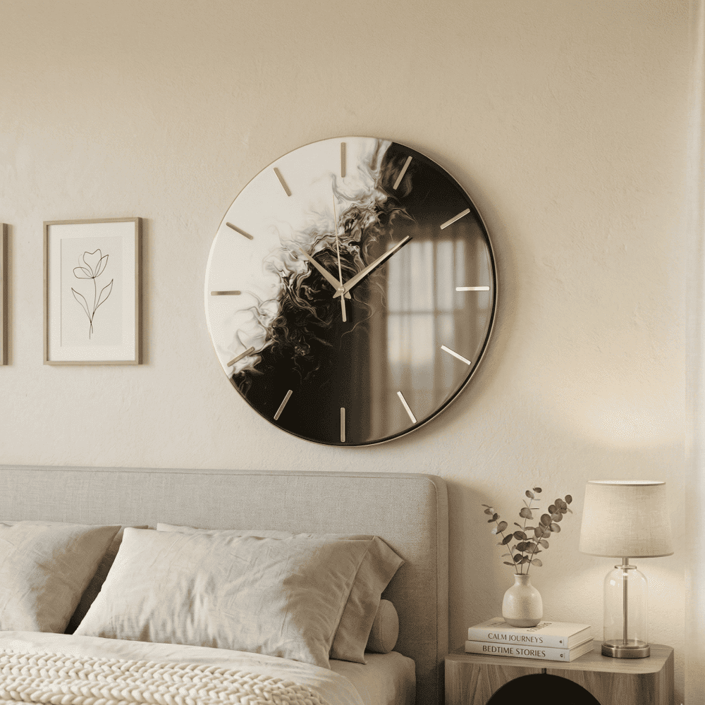 Giftistan Smoke Art Wall Clock | 12x12 Inch | Black & White Yin Yang Design | Modern Home Decor 4