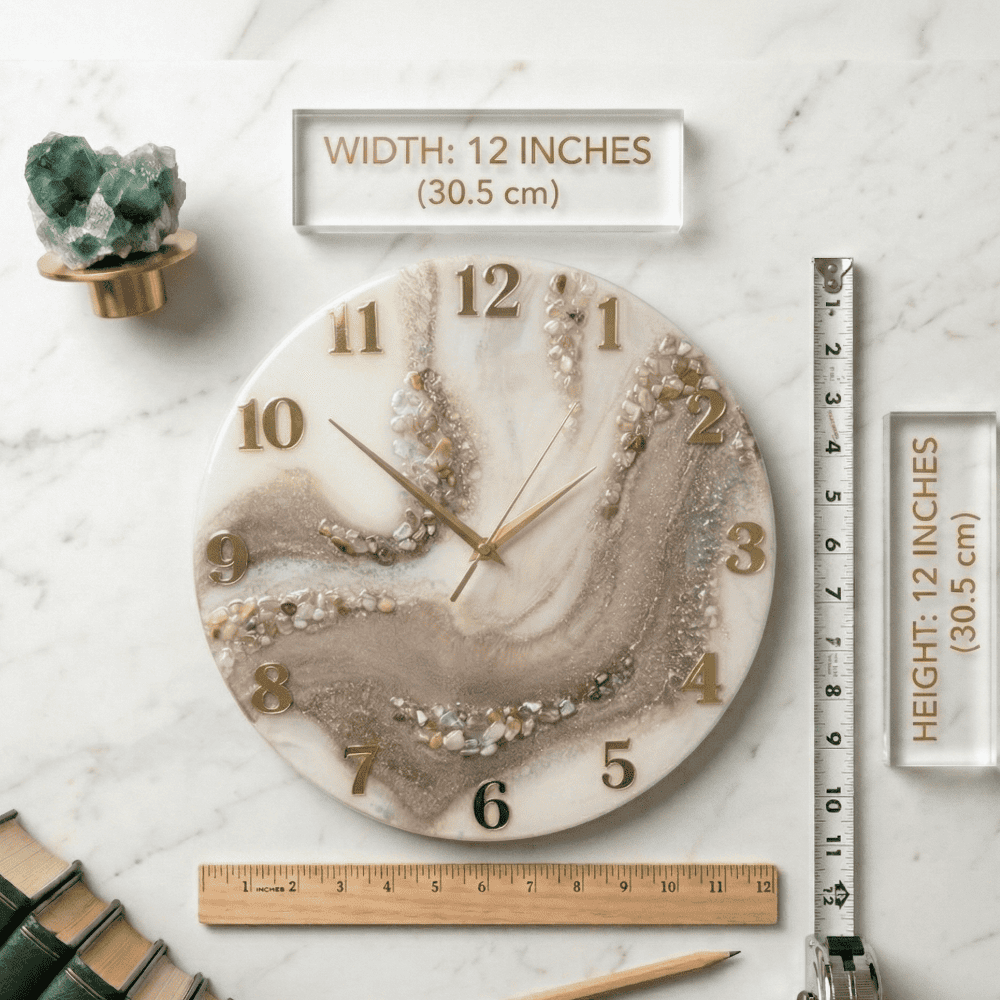 Beige Geode Stone Epoxy Resin Wall Clock — view 2