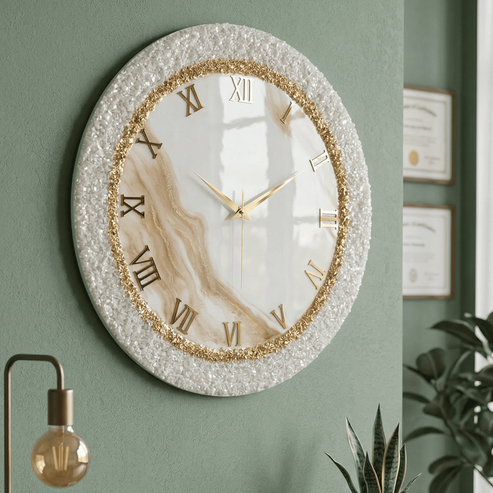 Luxury Marble Gold Roman Wall Clock — view 4