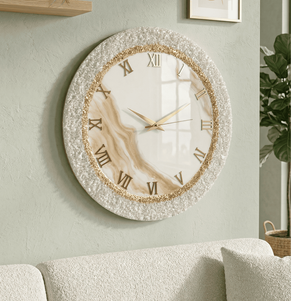 Luxury Marble Gold Roman Wall Clock — view 5