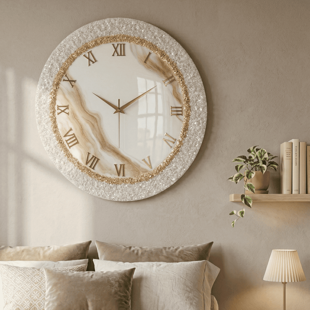 Luxury Marble Gold Roman Wall Clock — view 3