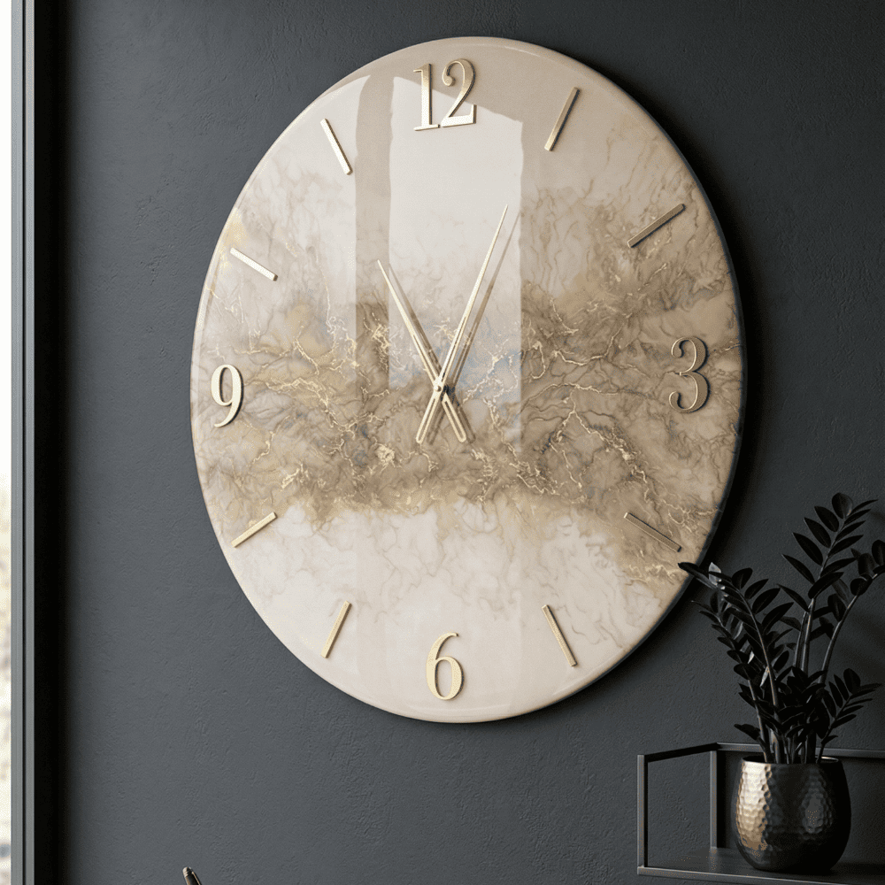 Golden Marble Resin Wall Clock — view 3